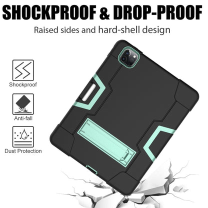 For iPad Pro 12.9 2021 / 2020 / 2019 Contrast Color Silicone + PC Protective Tablet Case with Holder(Black + Mint Green) - iPad Pro 12.9 (2020) Cases by buy2fix | Online Shopping UK | buy2fix