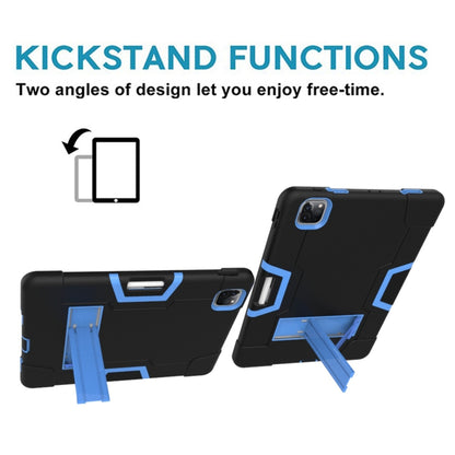 For iPad Pro 12.9 2021 / 2020 / 2019 Contrast Color Silicone + PC Protective Tablet Case with Holder(Black + Blue) - iPad Pro 12.9 (2020) Cases by buy2fix | Online Shopping UK | buy2fix