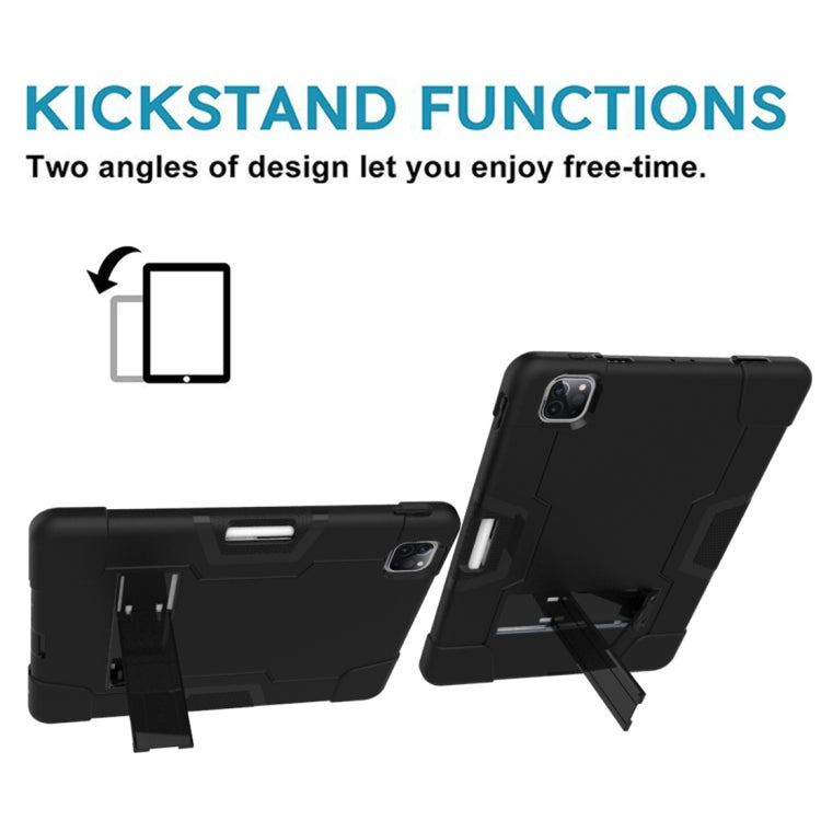 For iPad Pro 12.9 2021 / 2020 / 2019 Contrast Color Silicone + PC Protective Tablet Case with Holder(Black) - iPad Pro 12.9 (2020) Cases by buy2fix | Online Shopping UK | buy2fix