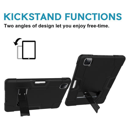 For iPad Pro 12.9 2021 / 2020 / 2019 Contrast Color Silicone + PC Protective Tablet Case with Holder(Black) - iPad Pro 12.9 (2020) Cases by buy2fix | Online Shopping UK | buy2fix