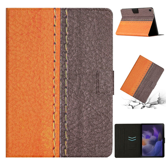 For Samsung Galaxy Tab A9 Stitching Solid Color Smart PU Tablet Case with Sleep / Wake-up Function(Orange) - Galaxy Tab A9 by buy2fix | Online Shopping UK | buy2fix