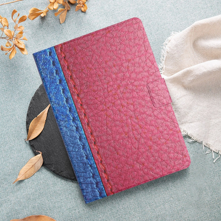 For Samsung Galaxy Tab A9 Stitching Solid Color Smart PU Tablet Case with Sleep / Wake-up Function(Rose Red) - Galaxy Tab A9 by buy2fix | Online Shopping UK | buy2fix