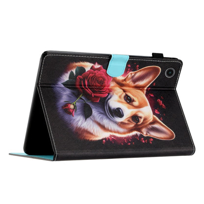 For Samsung Galaxy Tab A9+ Coloured Drawing Stitching Smart PU Tablet Case with Sleep / Wake-up Function(Corgi) - Galaxy Tab A9+ by buy2fix | Online Shopping UK | buy2fix