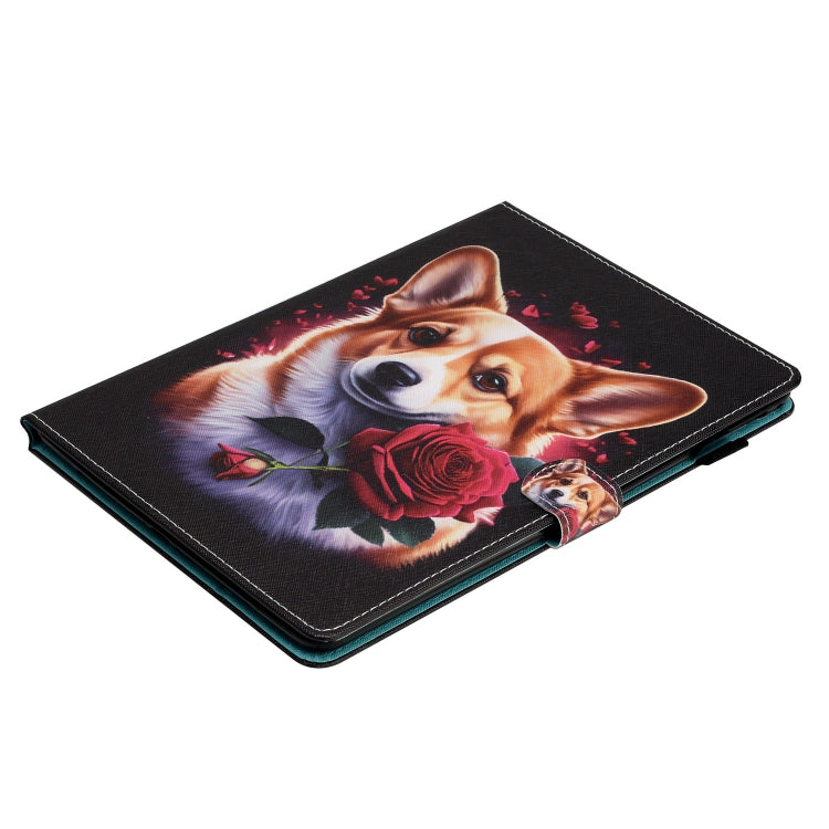 For Samsung Galaxy Tab A9+ Coloured Drawing Stitching Smart PU Tablet Case with Sleep / Wake-up Function(Corgi) - Galaxy Tab A9+ by buy2fix | Online Shopping UK | buy2fix