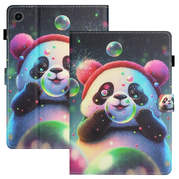 For Samsung Galaxy Tab A9+ Coloured Drawing Stitching Smart PU Tablet Case with Sleep / Wake-up Function(Panda) - Galaxy Tab A9+ by buy2fix | Online Shopping UK | buy2fix