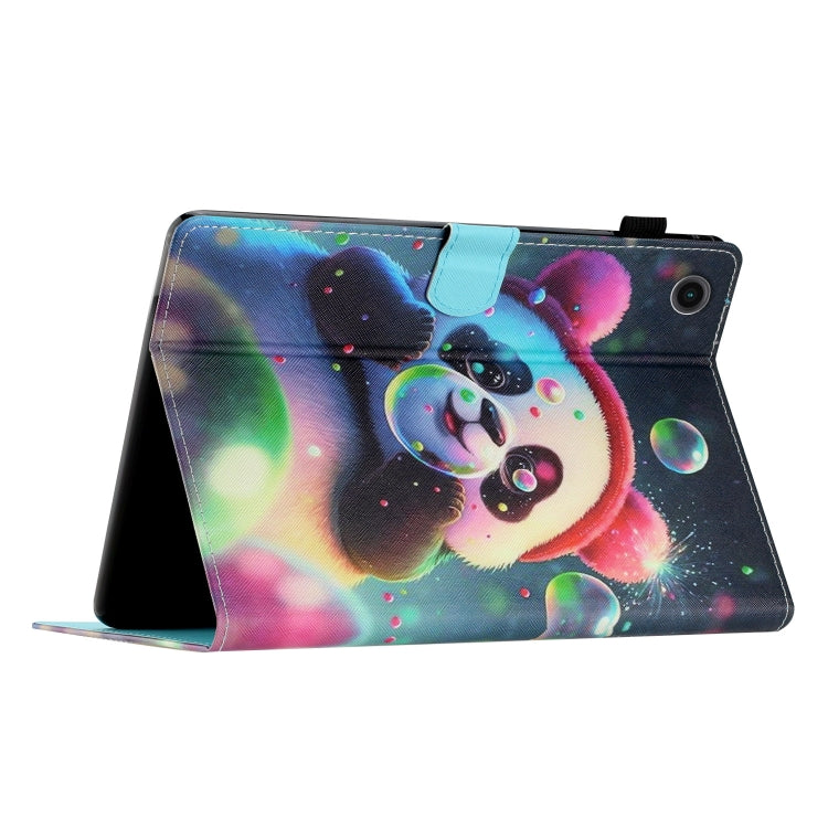 For Samsung Galaxy Tab A9+ Coloured Drawing Stitching Smart PU Tablet Case with Sleep / Wake-up Function(Panda) - Galaxy Tab A9+ by buy2fix | Online Shopping UK | buy2fix
