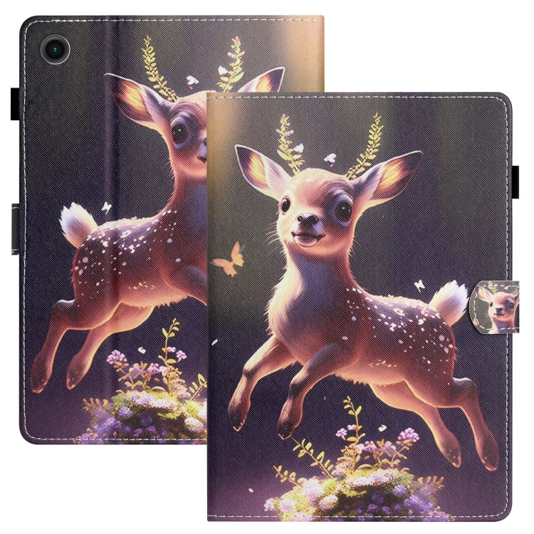 For Samsung Galaxy Tab A9+ Coloured Drawing Stitching Smart PU Tablet Case with Sleep / Wake-up Function(Deer) - Galaxy Tab A9+ by buy2fix | Online Shopping UK | buy2fix