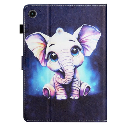 For Samsung Galaxy Tab A9+ Coloured Drawing Stitching Smart PU Tablet Case with Sleep / Wake-up Function(Elephant) - Galaxy Tab A9+ by buy2fix | Online Shopping UK | buy2fix