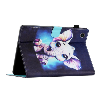 For Samsung Galaxy Tab A9+ Coloured Drawing Stitching Smart PU Tablet Case with Sleep / Wake-up Function(Elephant) - Galaxy Tab A9+ by buy2fix | Online Shopping UK | buy2fix