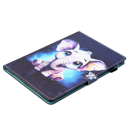 For Samsung Galaxy Tab A9+ Coloured Drawing Stitching Smart PU Tablet Case with Sleep / Wake-up Function(Elephant) - Galaxy Tab A9+ by buy2fix | Online Shopping UK | buy2fix