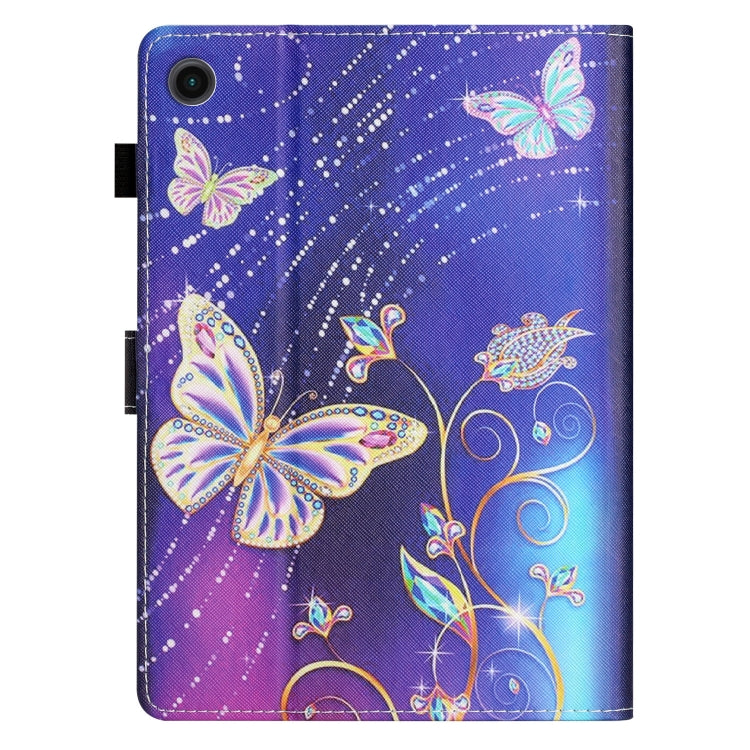 For Samsung Galaxy Tab A9 Coloured Drawing Stitching Smart PU Tablet Case with Sleep / Wake-up Function(Butterfly) - Galaxy Tab A9 by buy2fix | Online Shopping UK | buy2fix