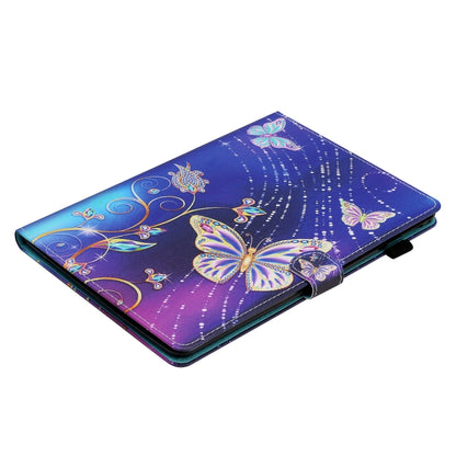 For Samsung Galaxy Tab A9 Coloured Drawing Stitching Smart PU Tablet Case with Sleep / Wake-up Function(Butterfly) - Galaxy Tab A9 by buy2fix | Online Shopping UK | buy2fix