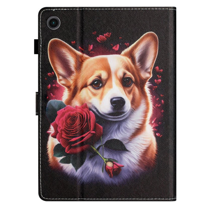 For Samsung Galaxy Tab A9 Coloured Drawing Stitching Smart PU Tablet Case with Sleep / Wake-up Function(Corgi) - Galaxy Tab A9 by buy2fix | Online Shopping UK | buy2fix