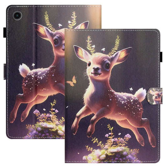 For Samsung Galaxy Tab A9 Coloured Drawing Stitching Smart PU Tablet Case with Sleep / Wake-up Function(Deer) - Galaxy Tab A9 by buy2fix | Online Shopping UK | buy2fix