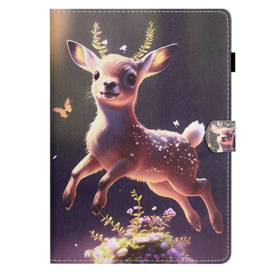 For Samsung Galaxy Tab A9 Coloured Drawing Stitching Smart PU Tablet Case with Sleep / Wake-up Function(Deer) - Galaxy Tab A9 by buy2fix | Online Shopping UK | buy2fix