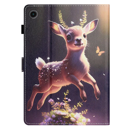 For Samsung Galaxy Tab A9 Coloured Drawing Stitching Smart PU Tablet Case with Sleep / Wake-up Function(Deer) - Galaxy Tab A9 by buy2fix | Online Shopping UK | buy2fix