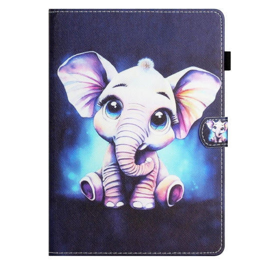 For Samsung Galaxy Tab A9 Coloured Drawing Stitching Smart PU Tablet Case with Sleep / Wake-up Function(Elephant) - Galaxy Tab A9 by buy2fix | Online Shopping UK | buy2fix