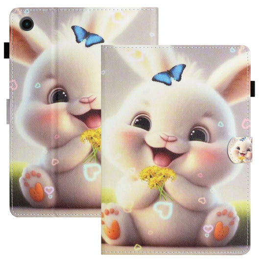 For Samsung Galaxy Tab A9 Coloured Drawing Stitching Smart PU Tablet Case with Sleep / Wake-up Function(Rabbit) - Galaxy Tab A9 by buy2fix | Online Shopping UK | buy2fix