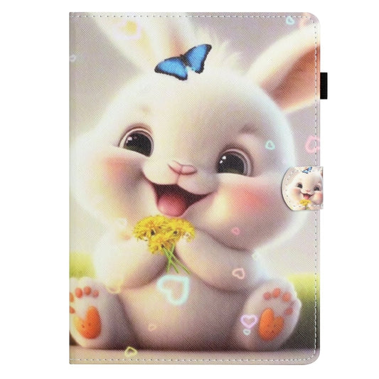For Samsung Galaxy Tab A9 Coloured Drawing Stitching Smart PU Tablet Case with Sleep / Wake-up Function(Rabbit) - Galaxy Tab A9 by buy2fix | Online Shopping UK | buy2fix