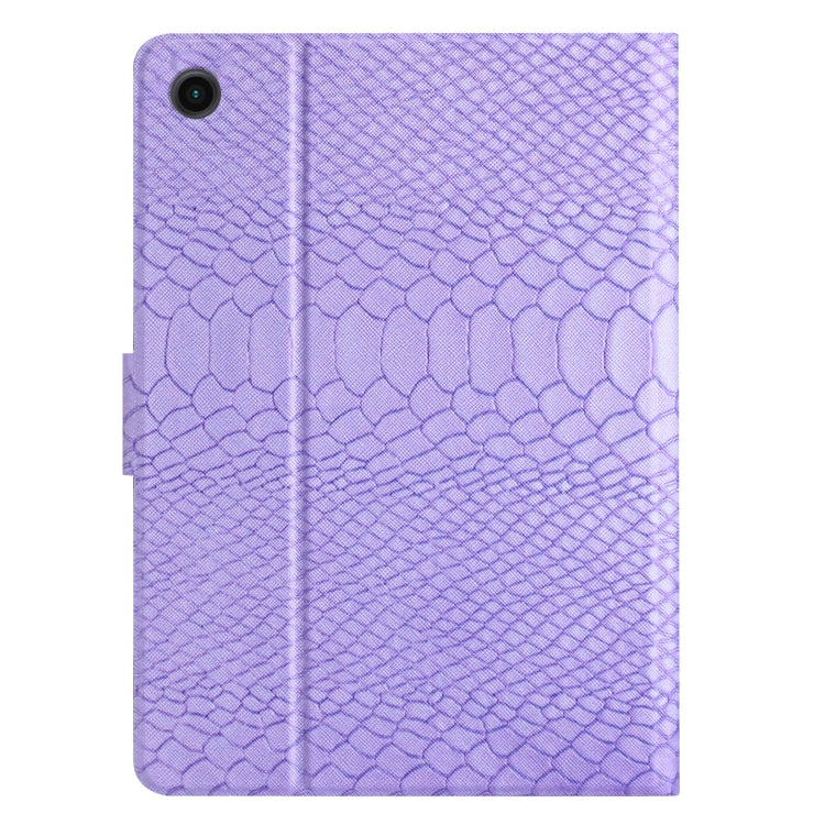 For Samsung Galaxy Tab A9+ Solid Color Crocodile Texture Smart PU Tablet Case with Sleep / Wake-up Function(Purple) - Galaxy Tab A9+ by buy2fix | Online Shopping UK | buy2fix