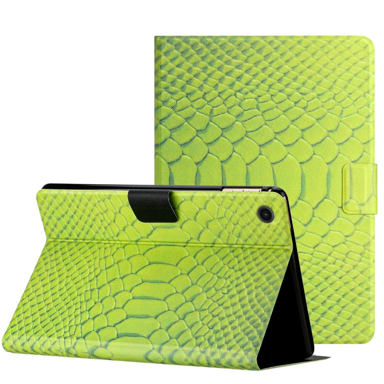 For Samsung Galaxy Tab A9 Solid Color Crocodile Texture Smart PU Tablet Case with Sleep / Wake-up Function(Green) - Galaxy Tab A9 by buy2fix | Online Shopping UK | buy2fix