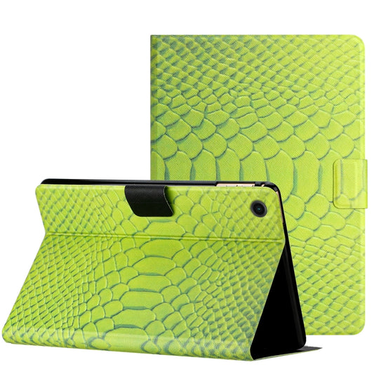 For Samsung Galaxy Tab A9 Solid Color Crocodile Texture Smart PU Tablet Case with Sleep / Wake-up Function(Green) - Galaxy Tab A9 by buy2fix | Online Shopping UK | buy2fix