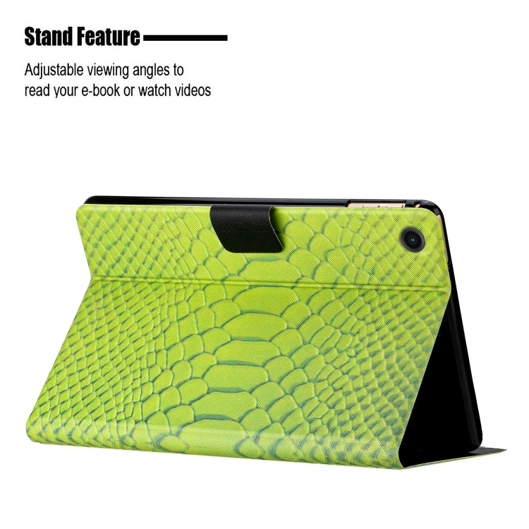 For Samsung Galaxy Tab A9 Solid Color Crocodile Texture Smart PU Tablet Case with Sleep / Wake-up Function(Green) - Galaxy Tab A9 by buy2fix | Online Shopping UK | buy2fix