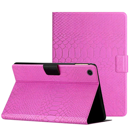 For Samsung Galaxy Tab A9 Solid Color Crocodile Texture Smart PU Tablet Case with Sleep / Wake-up Function(Rose Red) - Galaxy Tab A9 by buy2fix | Online Shopping UK | buy2fix