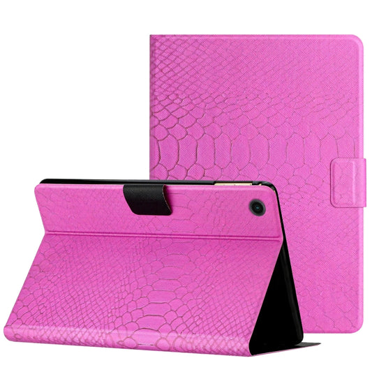 For Samsung Galaxy Tab A9 Solid Color Crocodile Texture Smart PU Tablet Case with Sleep / Wake-up Function(Rose Red) - Galaxy Tab A9 by buy2fix | Online Shopping UK | buy2fix