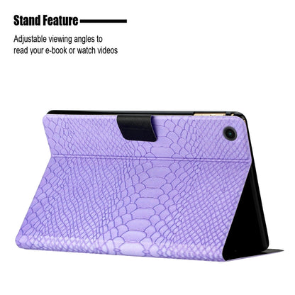 For Samsung Galaxy Tab A9 Solid Color Crocodile Texture Smart PU Tablet Case with Sleep / Wake-up Function(Purple) - Galaxy Tab A9 by buy2fix | Online Shopping UK | buy2fix