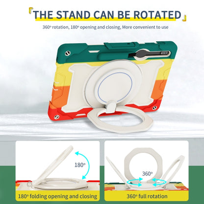 For Samsung Galaxy Tab S9+ Armor Portable Rotating Ring Holder Silicone Tablet Case(Colorful Red) - Galaxy Tab S9+ Cases by buy2fix | Online Shopping UK | buy2fix