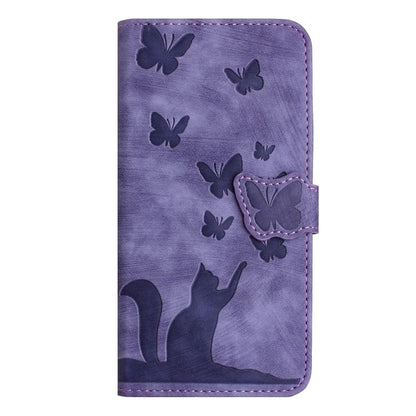 For iPhone Air Butterfly Cat Embossing Flip Leather Phone Case(Purple) - iPhone Air Cases by buy2fix | Online Shopping UK | buy2fix