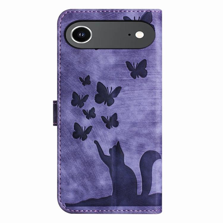 For iPhone Air Butterfly Cat Embossing Flip Leather Phone Case(Purple) - iPhone Air Cases by buy2fix | Online Shopping UK | buy2fix