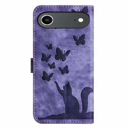 For iPhone Air Butterfly Cat Embossing Flip Leather Phone Case(Purple) - iPhone Air Cases by buy2fix | Online Shopping UK | buy2fix