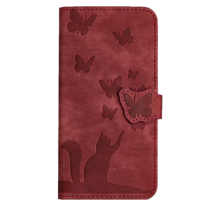 For iPhone Air Butterfly Cat Embossing Flip Leather Phone Case(Red) - iPhone Air Cases by buy2fix | Online Shopping UK | buy2fix