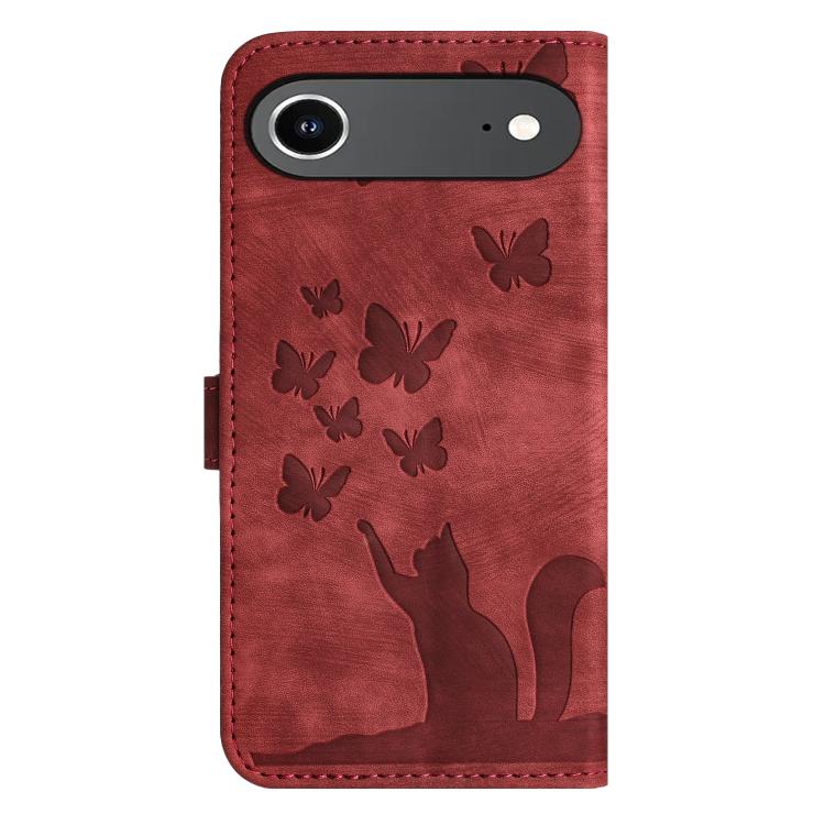 For iPhone Air Butterfly Cat Embossing Flip Leather Phone Case(Red) - iPhone Air Cases by buy2fix | Online Shopping UK | buy2fix
