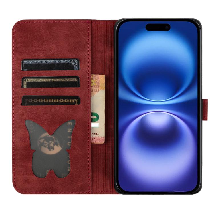 For iPhone Air Butterfly Cat Embossing Flip Leather Phone Case(Red) - iPhone Air Cases by buy2fix | Online Shopping UK | buy2fix