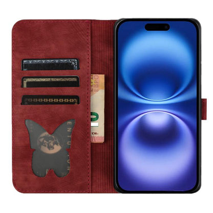 For iPhone Air Butterfly Cat Embossing Flip Leather Phone Case(Red) - iPhone Air Cases by buy2fix | Online Shopping UK | buy2fix