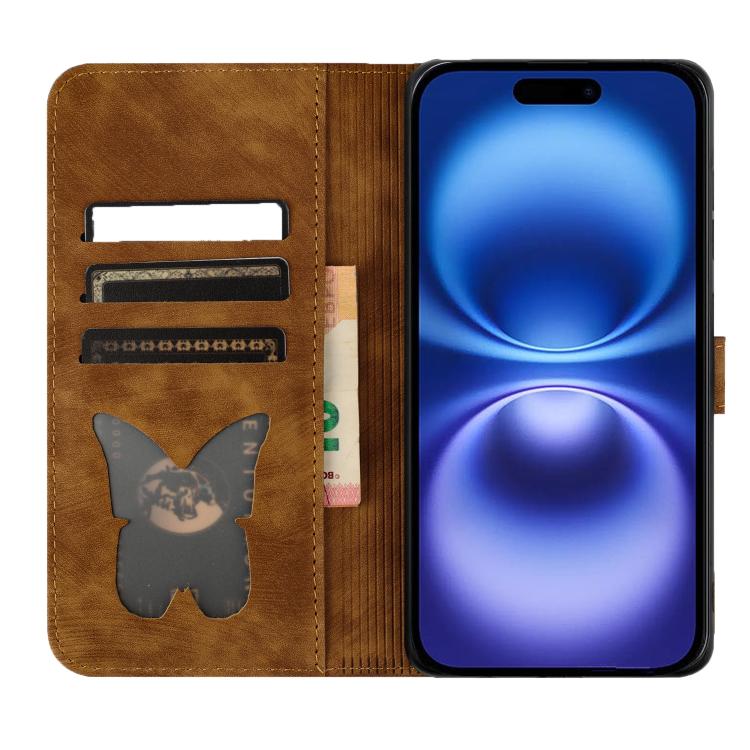 For iPhone Air Butterfly Cat Embossing Flip Leather Phone Case(Brown) - iPhone Air Cases by buy2fix | Online Shopping UK | buy2fix