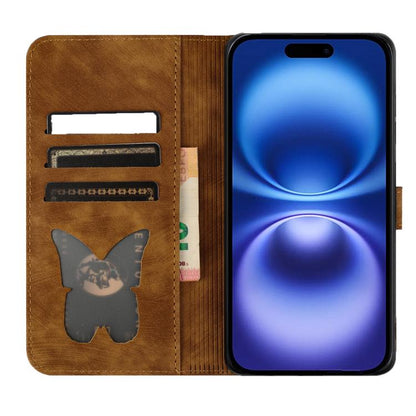 For iPhone Air Butterfly Cat Embossing Flip Leather Phone Case(Brown) - iPhone Air Cases by buy2fix | Online Shopping UK | buy2fix