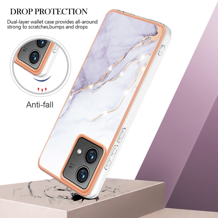 For Motorola Moto G84 Electroplating Marble Dual-side IMD Phone Case(White 006) by buy2fix