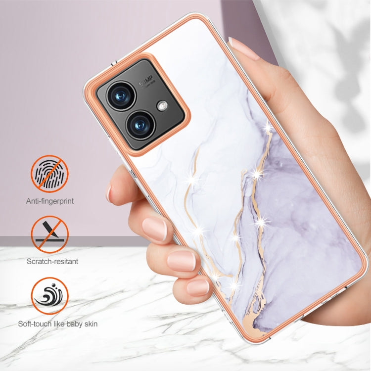 For Motorola Moto G84 Electroplating Marble Dual-side IMD Phone Case(White 006) by buy2fix
