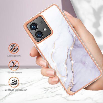 For Motorola Moto G84 Electroplating Marble Dual-side IMD Phone Case(White 006) by buy2fix