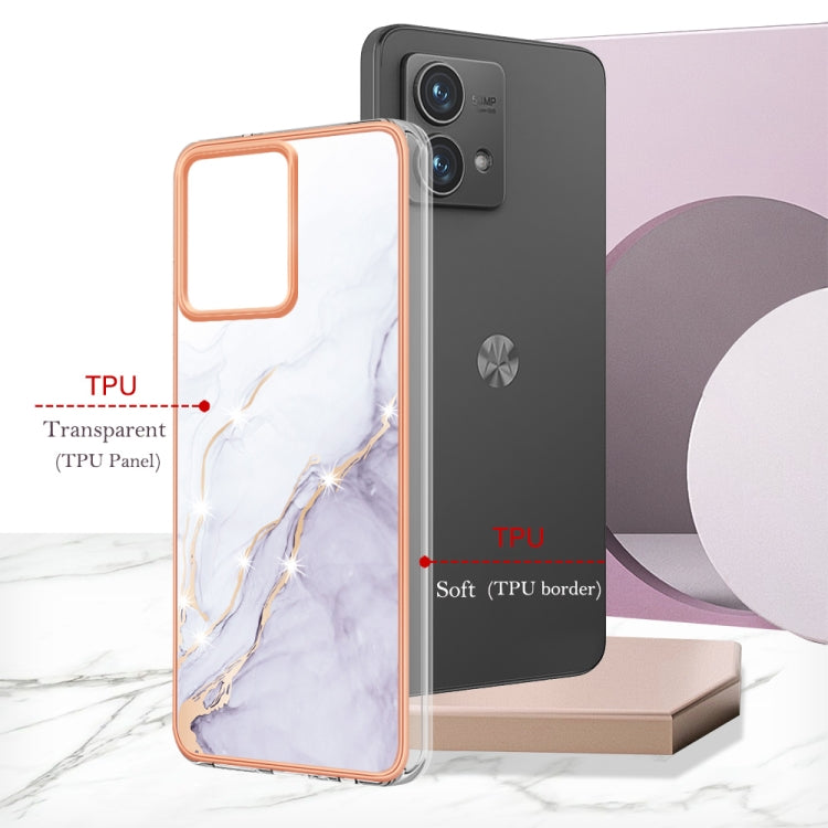 For Motorola Moto G84 Electroplating Marble Dual-side IMD Phone Case(White 006) by buy2fix