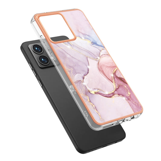 For Motorola Moto G84 Electroplating Marble Dual-side IMD Phone Case(Rose Gold 005) by buy2fix