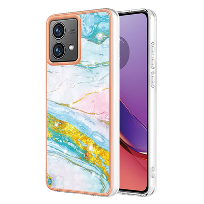 For Motorola Moto G84 Electroplating Marble Dual-side IMD Phone Case(Green 004) by buy2fix