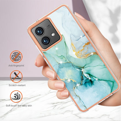 For Motorola Moto G84 Electroplating Marble Dual-side IMD Phone Case(Green 003) by buy2fix