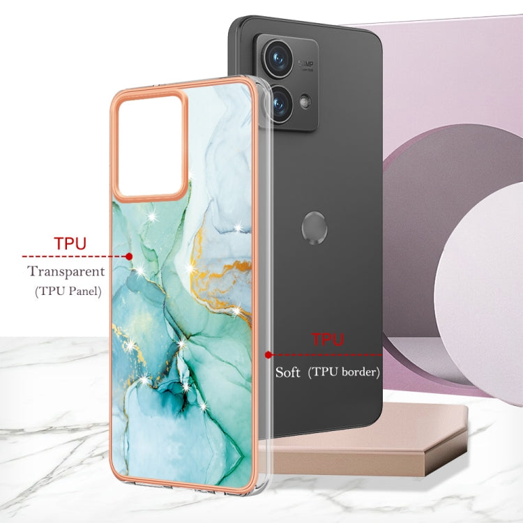 For Motorola Moto G84 Electroplating Marble Dual-side IMD Phone Case(Green 003) by buy2fix