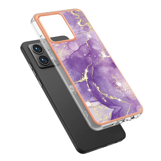 For Motorola Moto G84 Electroplating Marble Dual-side IMD Phone Case(Purple 002) by buy2fix