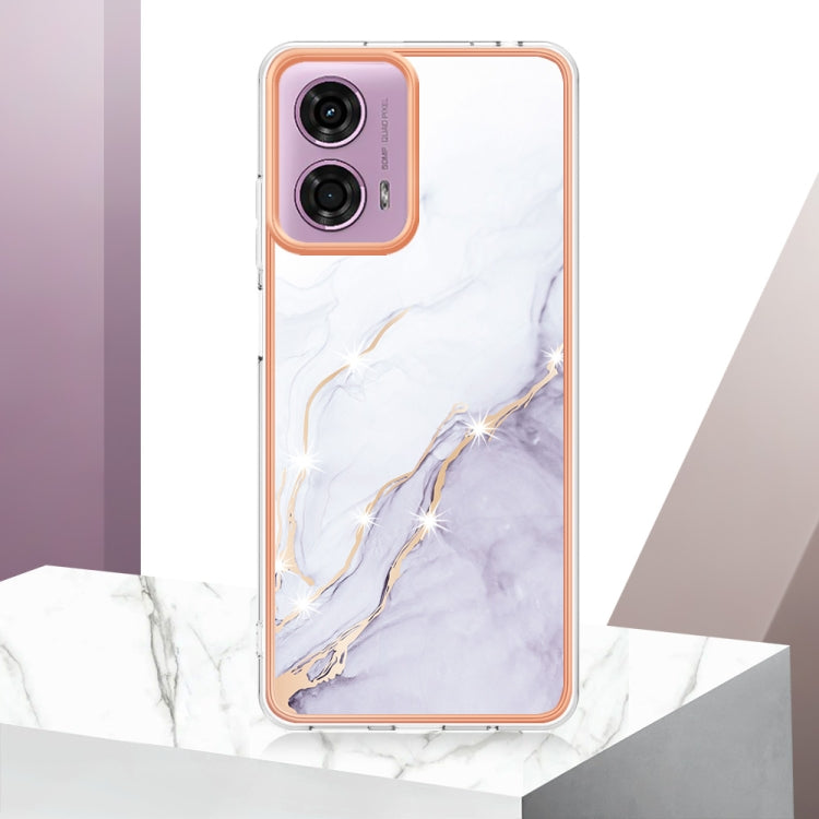 For Motorola Moto G24 4G / G04 4G Electroplating Marble Dual-side IMD Phone Case(White 006) by buy2fix